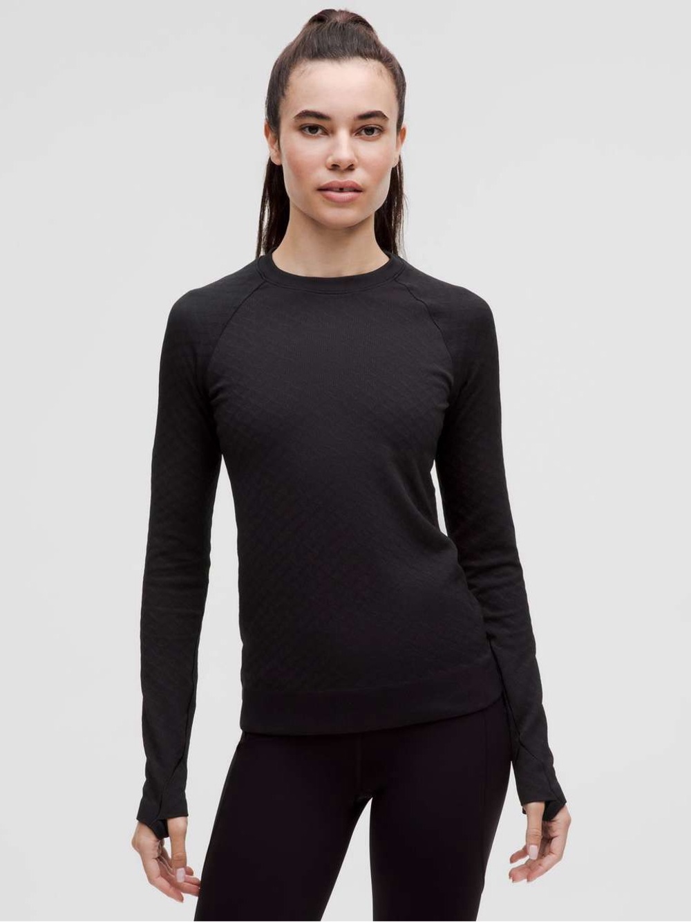 lululemon athletica Black Ribbed Crewneck Sweatshirt